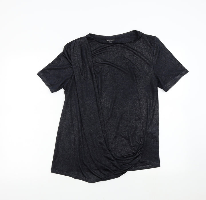 Warehouse Womens Black Basic T-Shirt Size 14