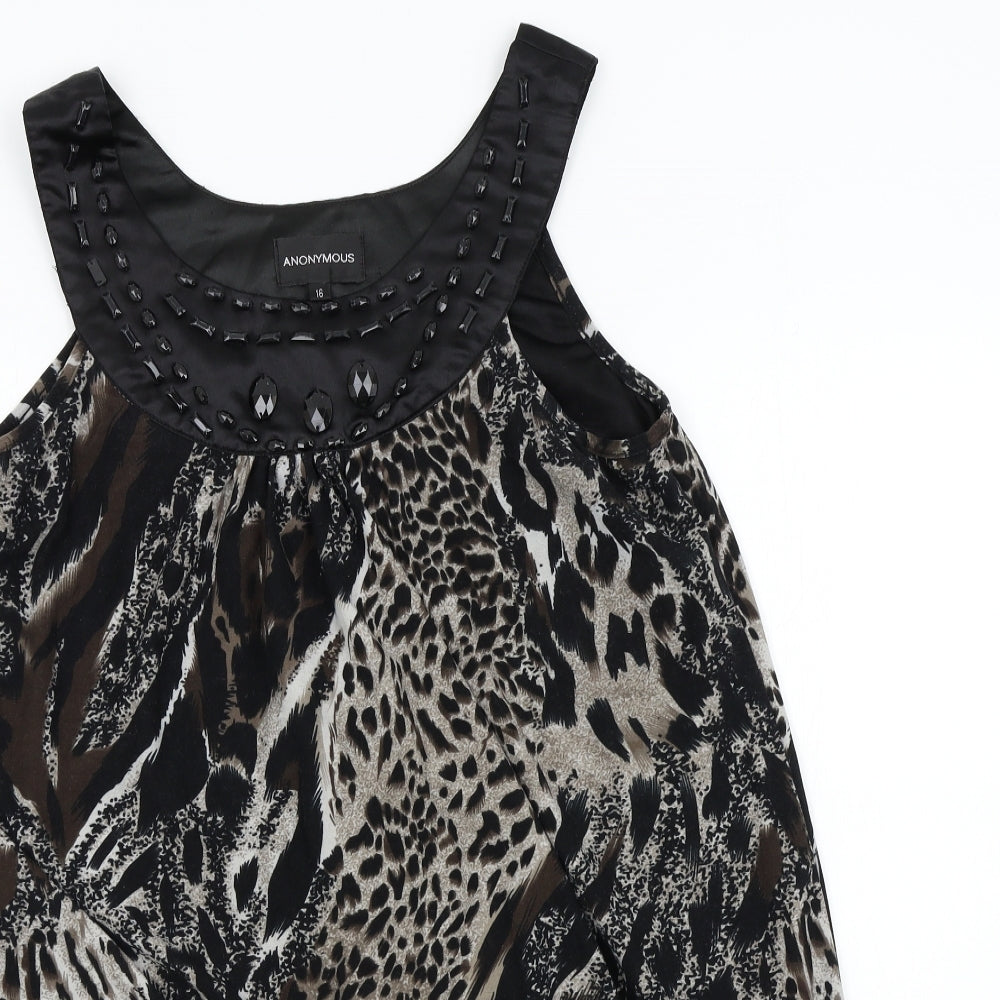 Anonymous Womens Brown Animal Print  Shift  Size 16
