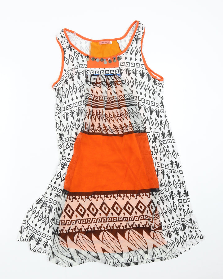 MOTIVI Womens Multicoloured Geometric Slip Dress Size S