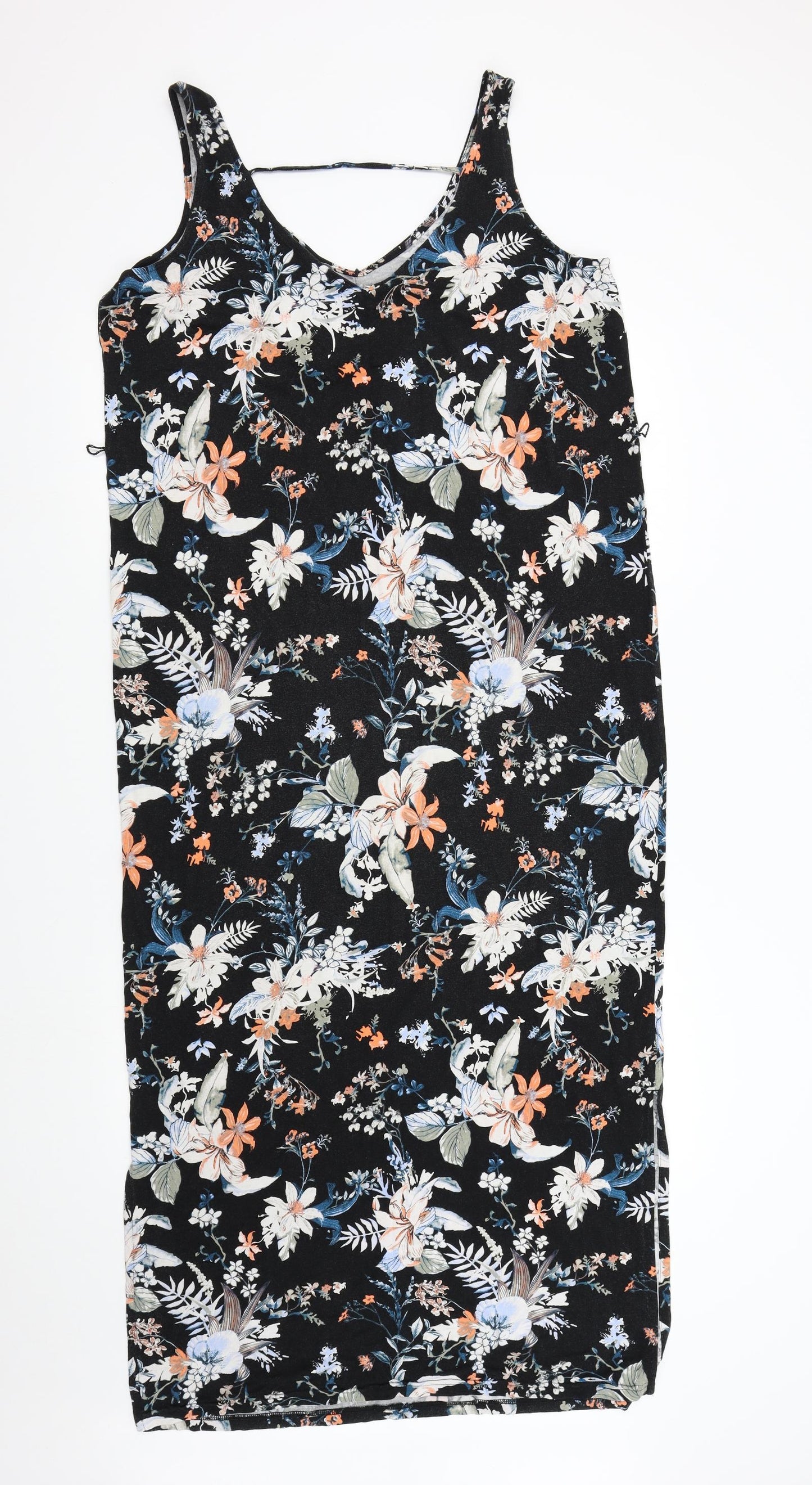 M&S Womens Black Floral  Maxi  Size 14
