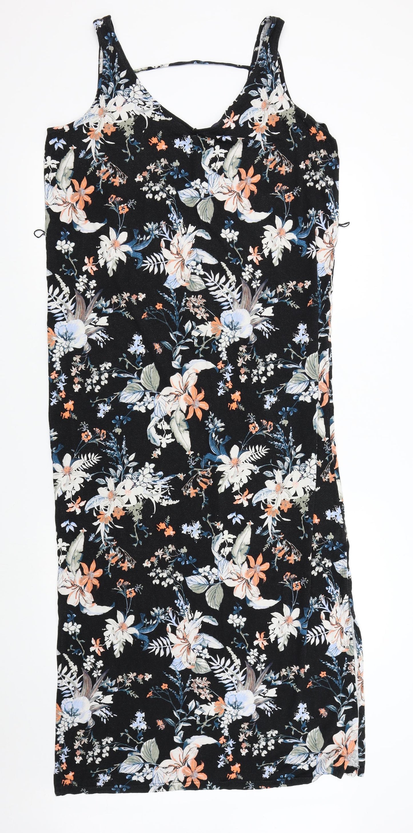 M&S Womens Black Floral  Maxi  Size 14
