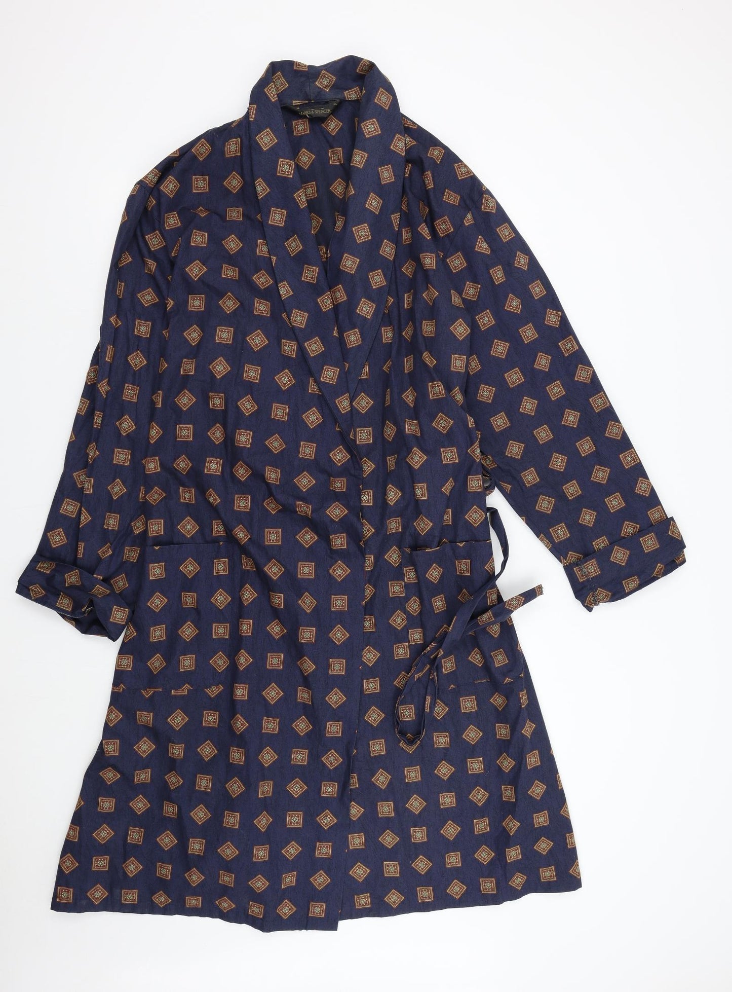 M&S Mens Blue Geometric   Gown Size XL