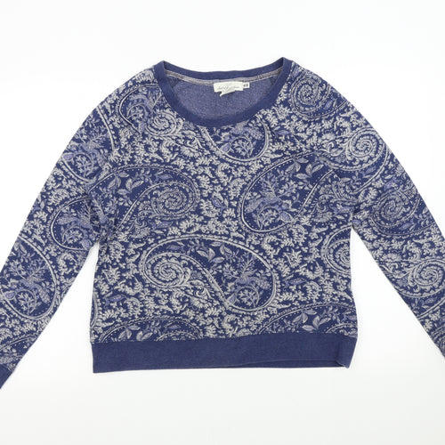 H&M Womens Blue Paisley  Pullover Sweatshirt Size L