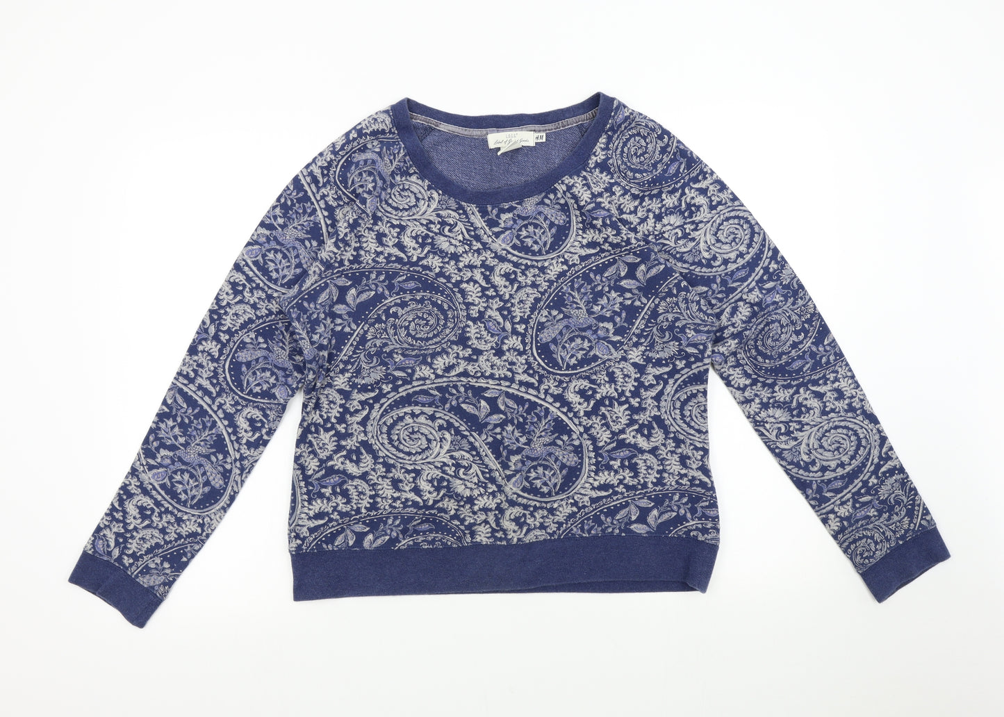 H&M Womens Blue Paisley  Pullover Sweatshirt Size L