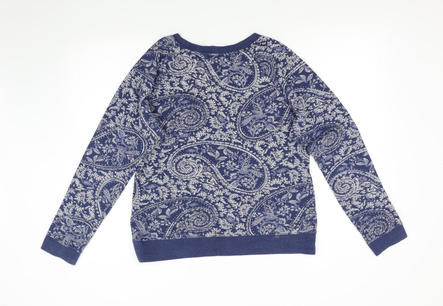H&M Womens Blue Paisley  Pullover Sweatshirt Size L