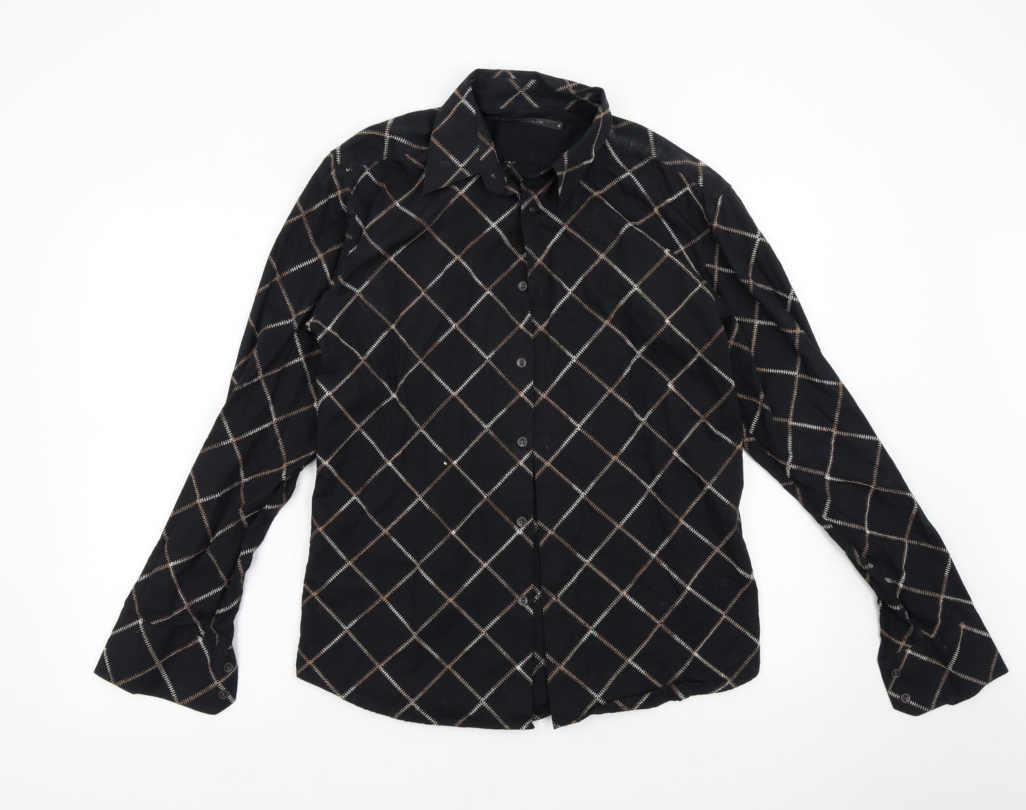 River Island Mens Black Check   Button-Up Size M