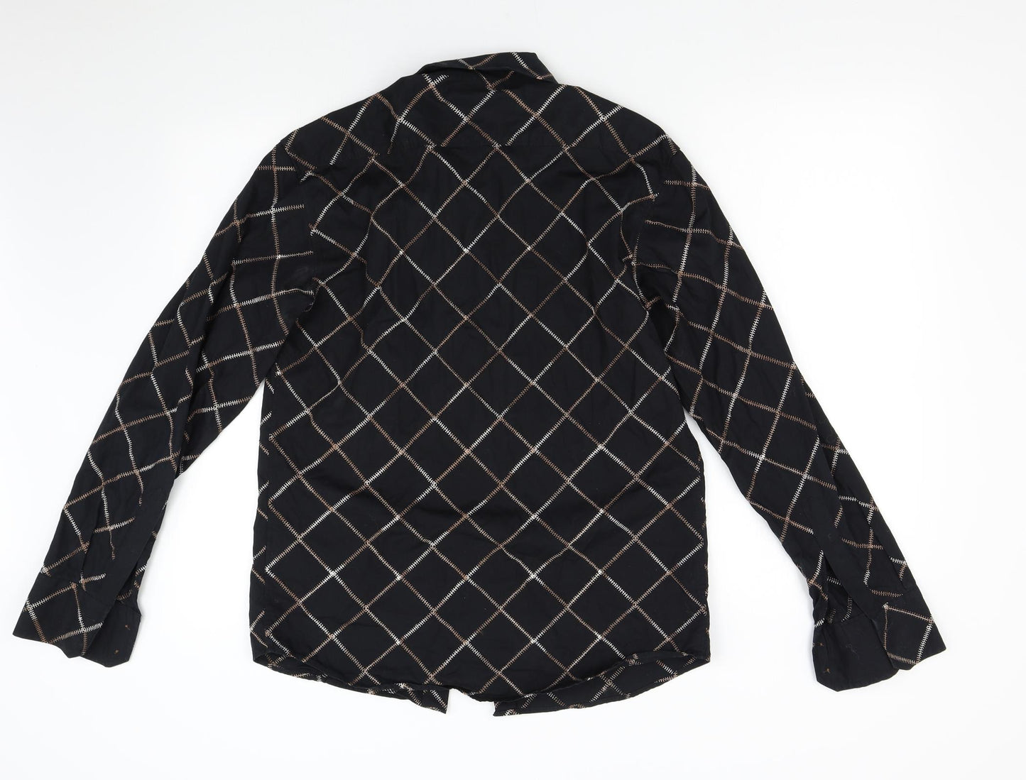 River Island Mens Black Check   Button-Up Size M