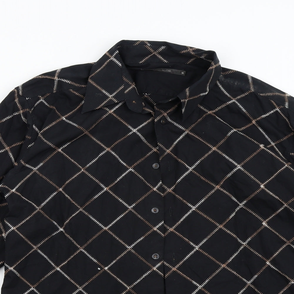 River Island Mens Black Check   Button-Up Size M