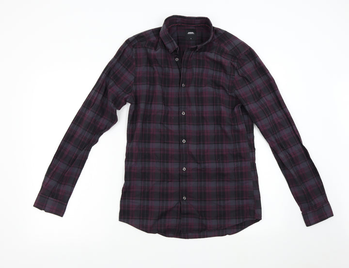 Burton Mens Purple Check   Button-Up Size S