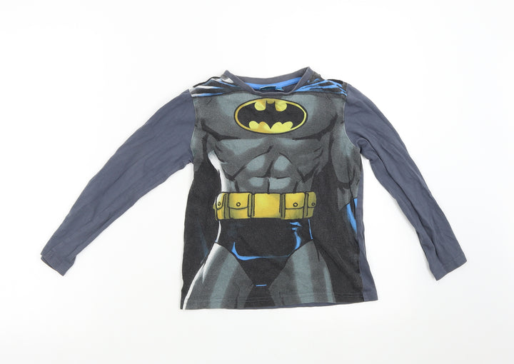 DC Comics Boys Grey Solid Pyjama Top Size 7-8 Years - Bat Man Torso