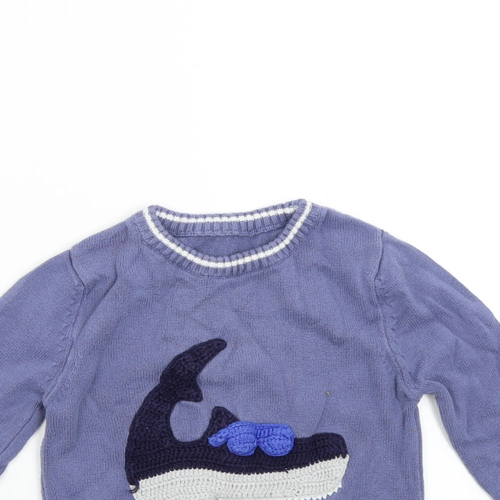 Mothercare Boys Blue  Knit Pullover Jumper Size 2-3 Years  - Shark