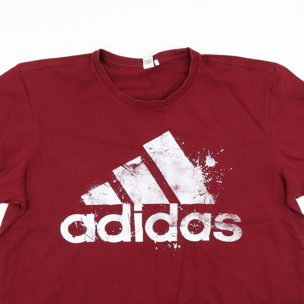 adidas Mens Red    T-Shirt Size L