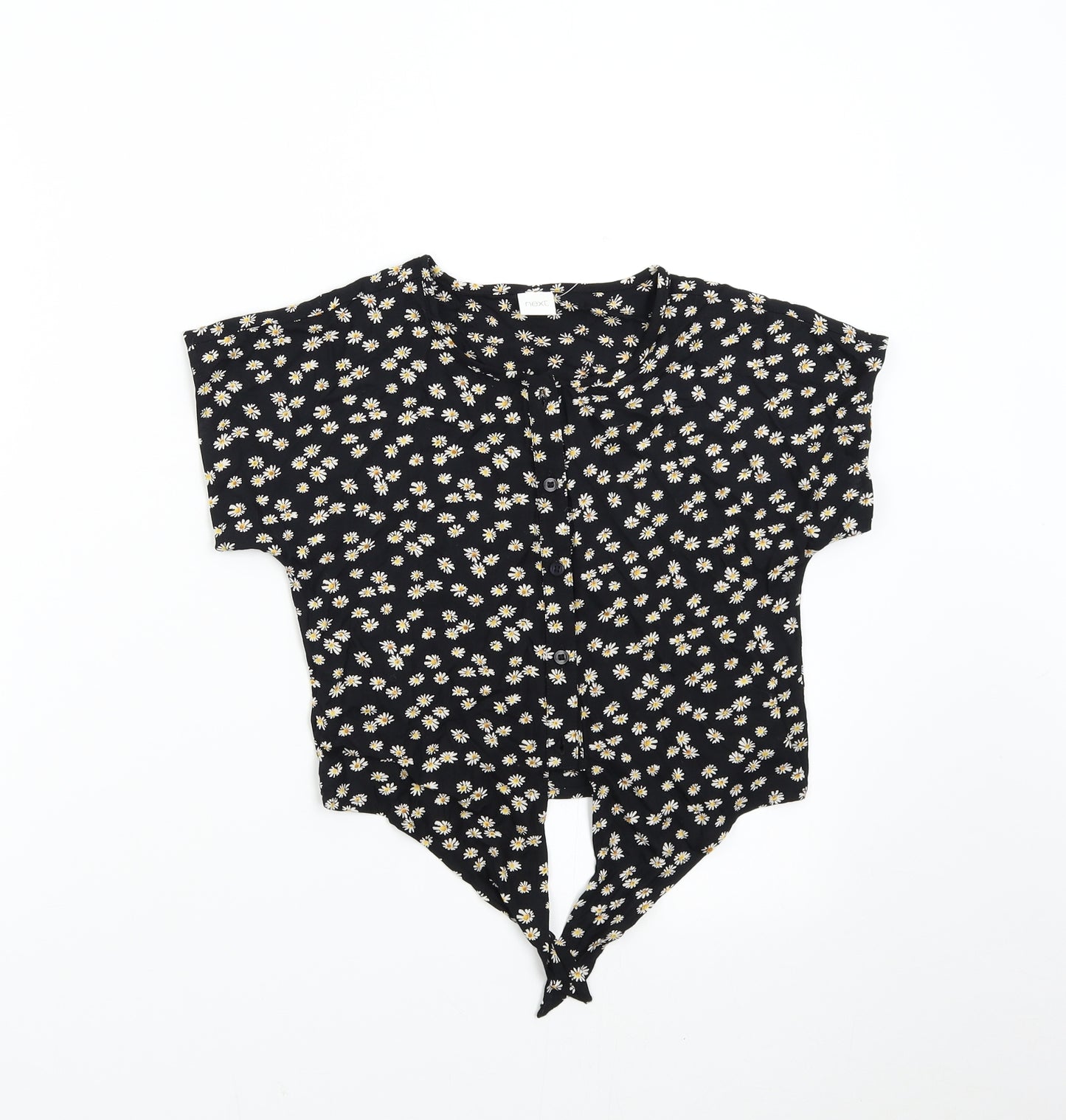 NEXT Girls Black Floral  Basic Blouse Size 10 Years