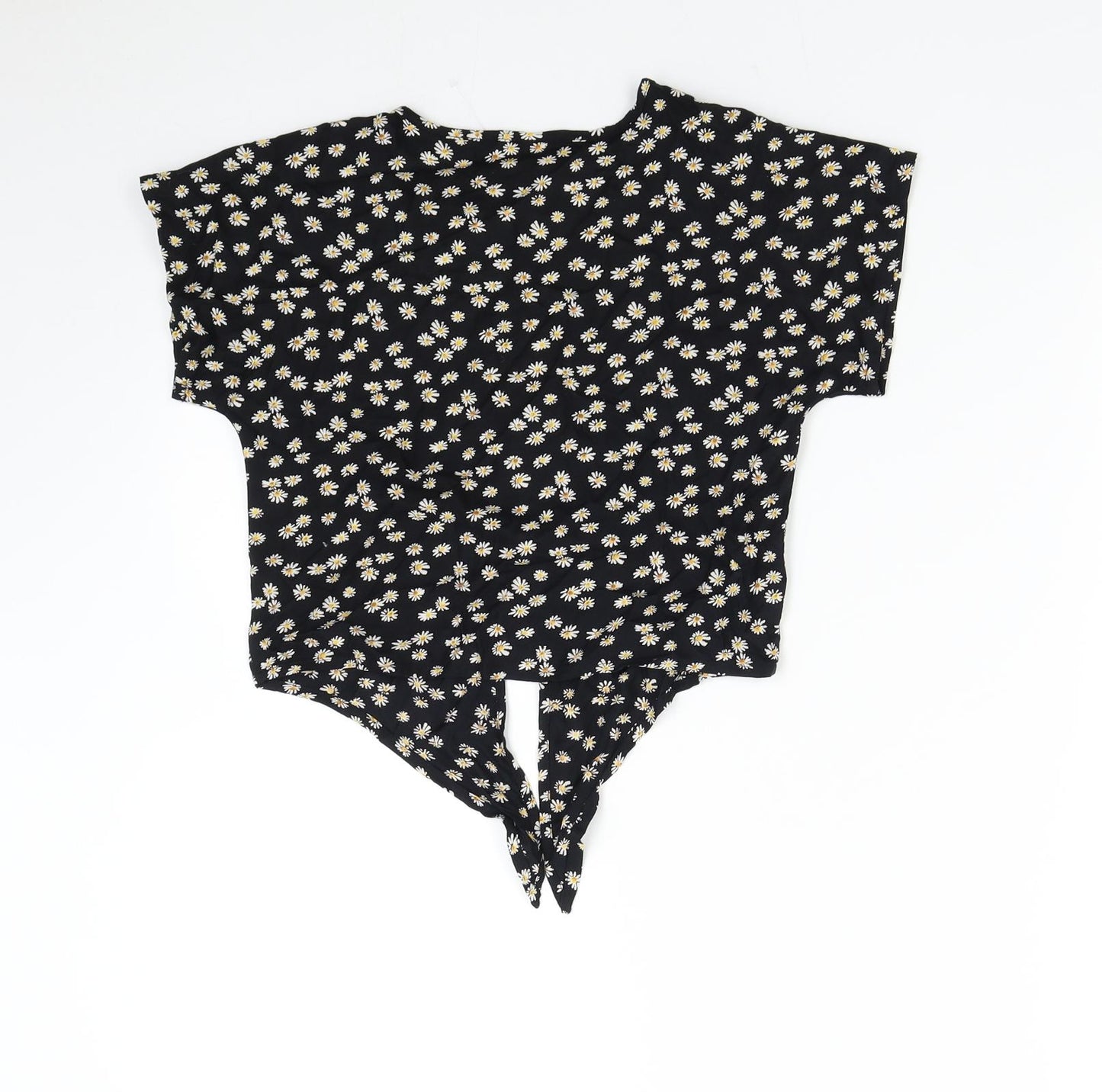 NEXT Girls Black Floral  Basic Blouse Size 10 Years