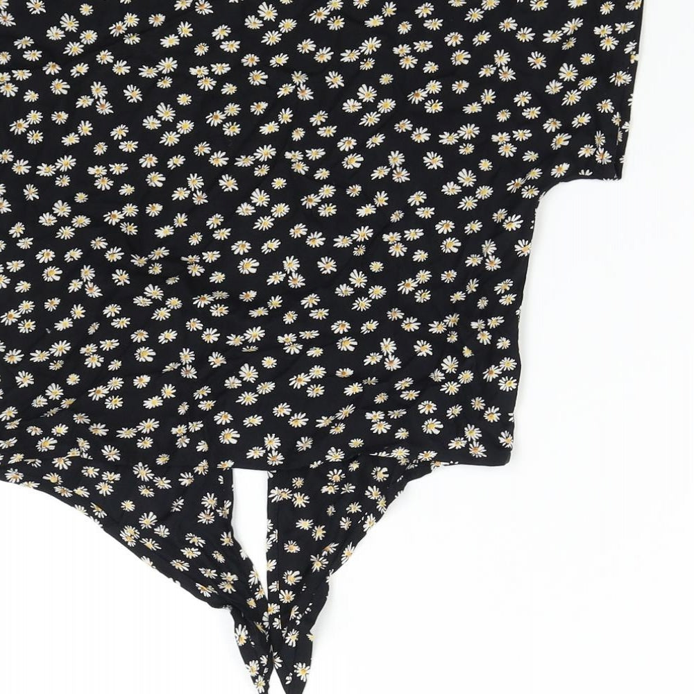 NEXT Girls Black Floral  Basic Blouse Size 10 Years