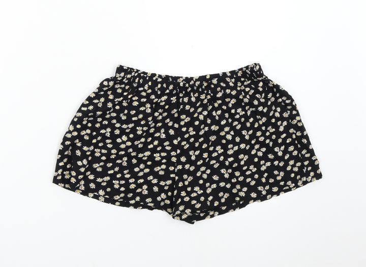 NEXT Girls Black Floral  Hot Pants Shorts Size 10 Years
