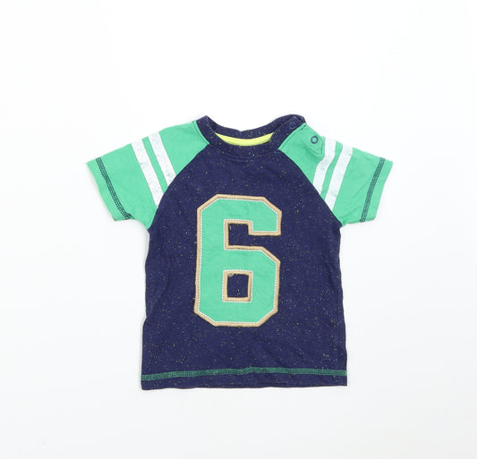 Front view of Nutmeg Baby Blue Basic T-Shirt, size 12-18, Months