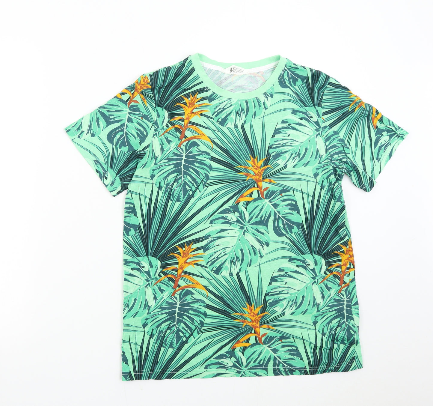 H&M Boys Green Floral  Basic T-Shirt Size 12-13 Years