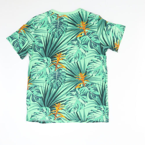 H&M Boys Green Floral  Basic T-Shirt Size 12-13 Years