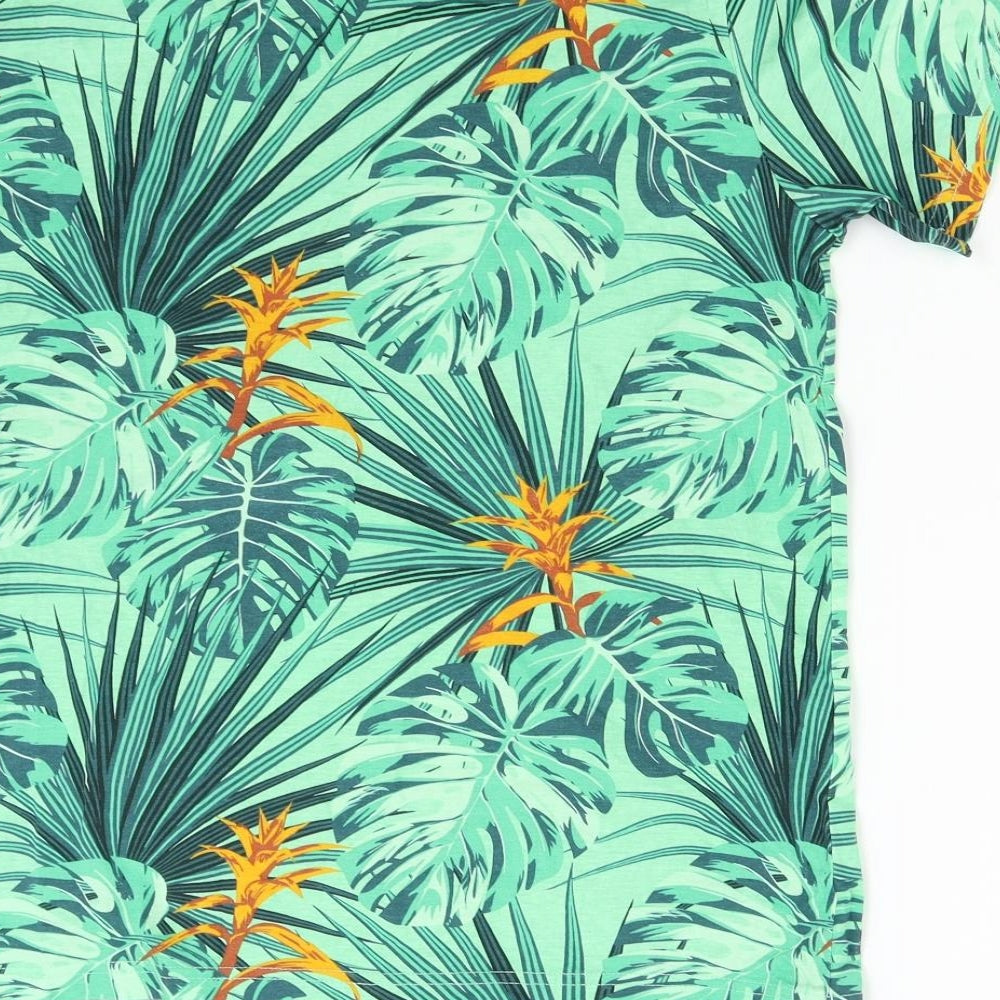 H&M Boys Green Floral  Basic T-Shirt Size 12-13 Years