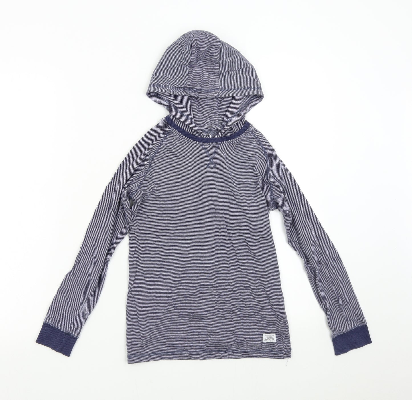 Debenhams Boys Blue Striped  Pullover Hoodie Size 9-10 Years