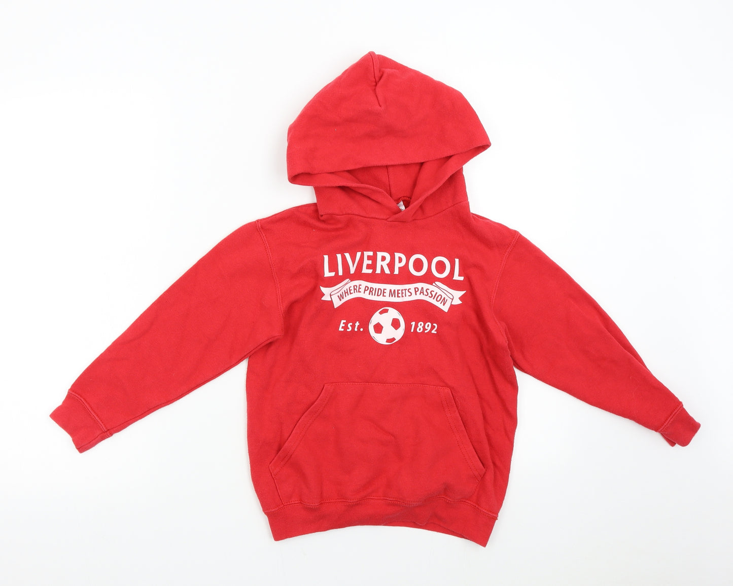 Fruit of the Loom Boys Red   Pullover Hoodie Size 7-8 Years  - Liverpool