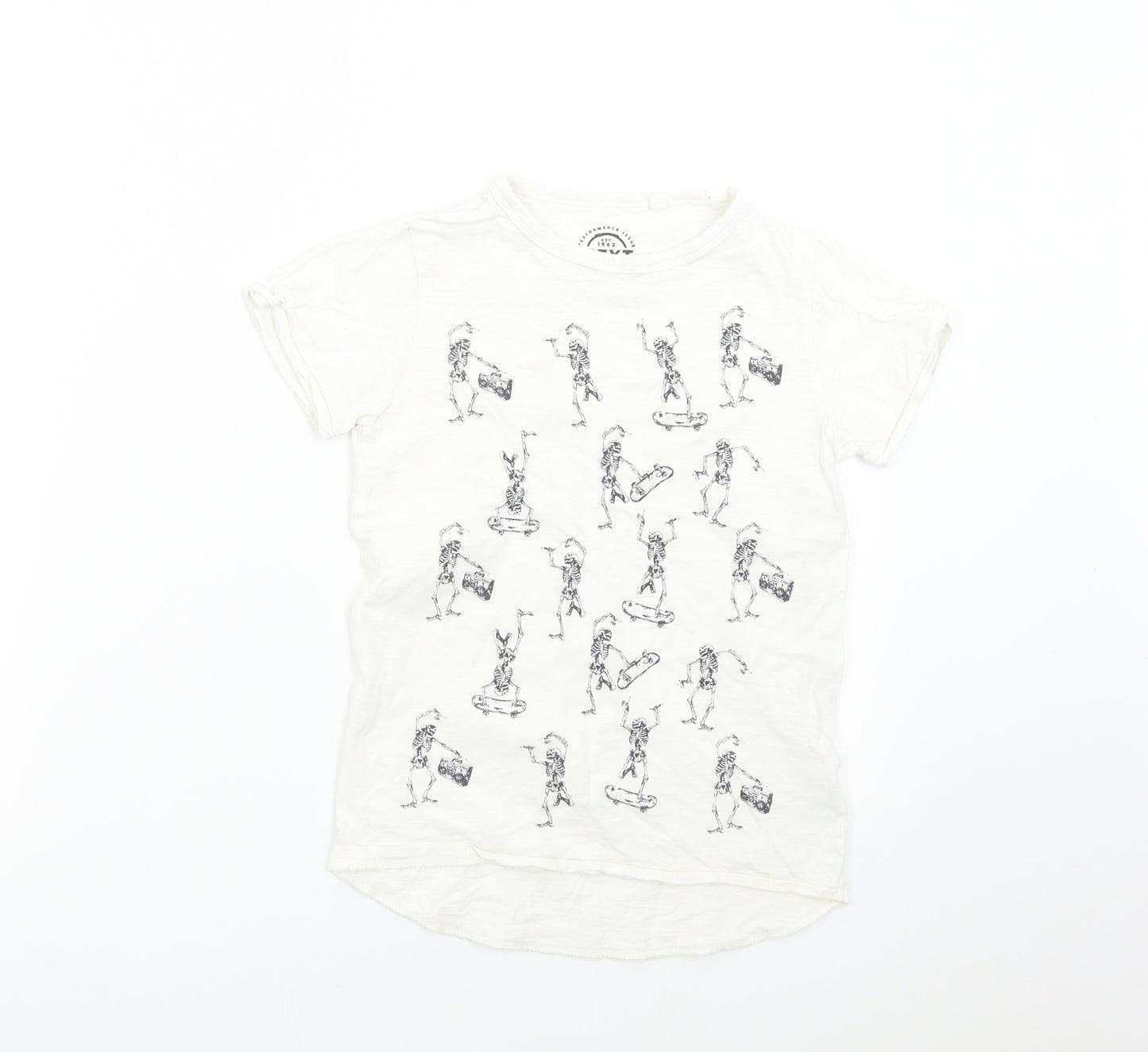 NEXT Boys White   Basic T-Shirt Size 8 Years  - Skateboard Skeleton
