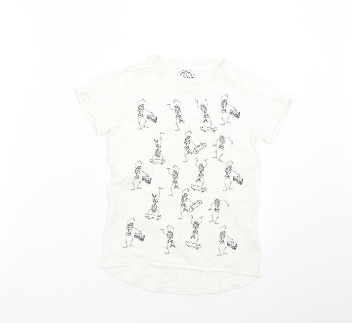 NEXT Boys White   Basic T-Shirt Size 8 Years  - Skateboard Skeleton