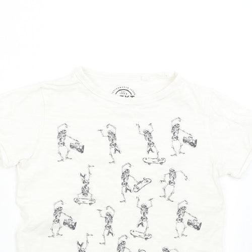 NEXT Boys White   Basic T-Shirt Size 8 Years  - Skateboard Skeleton