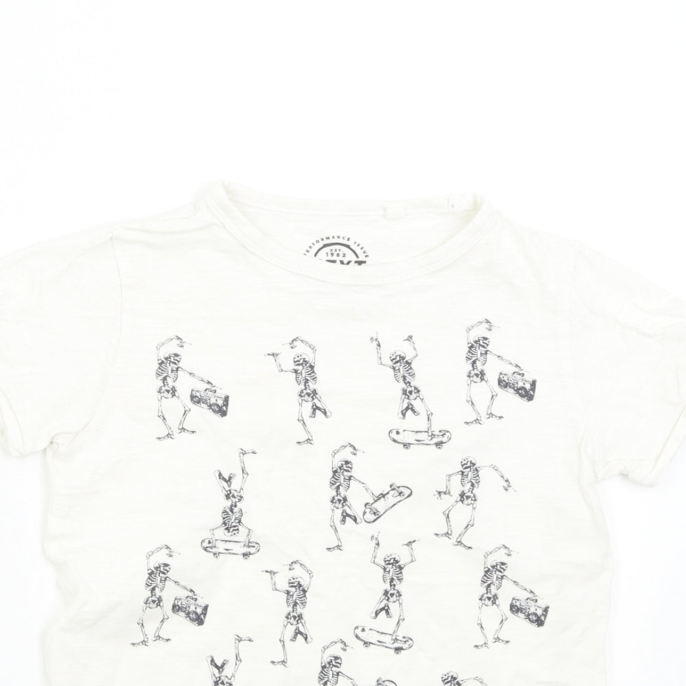 NEXT Boys White   Basic T-Shirt Size 8 Years  - Skateboard Skeleton