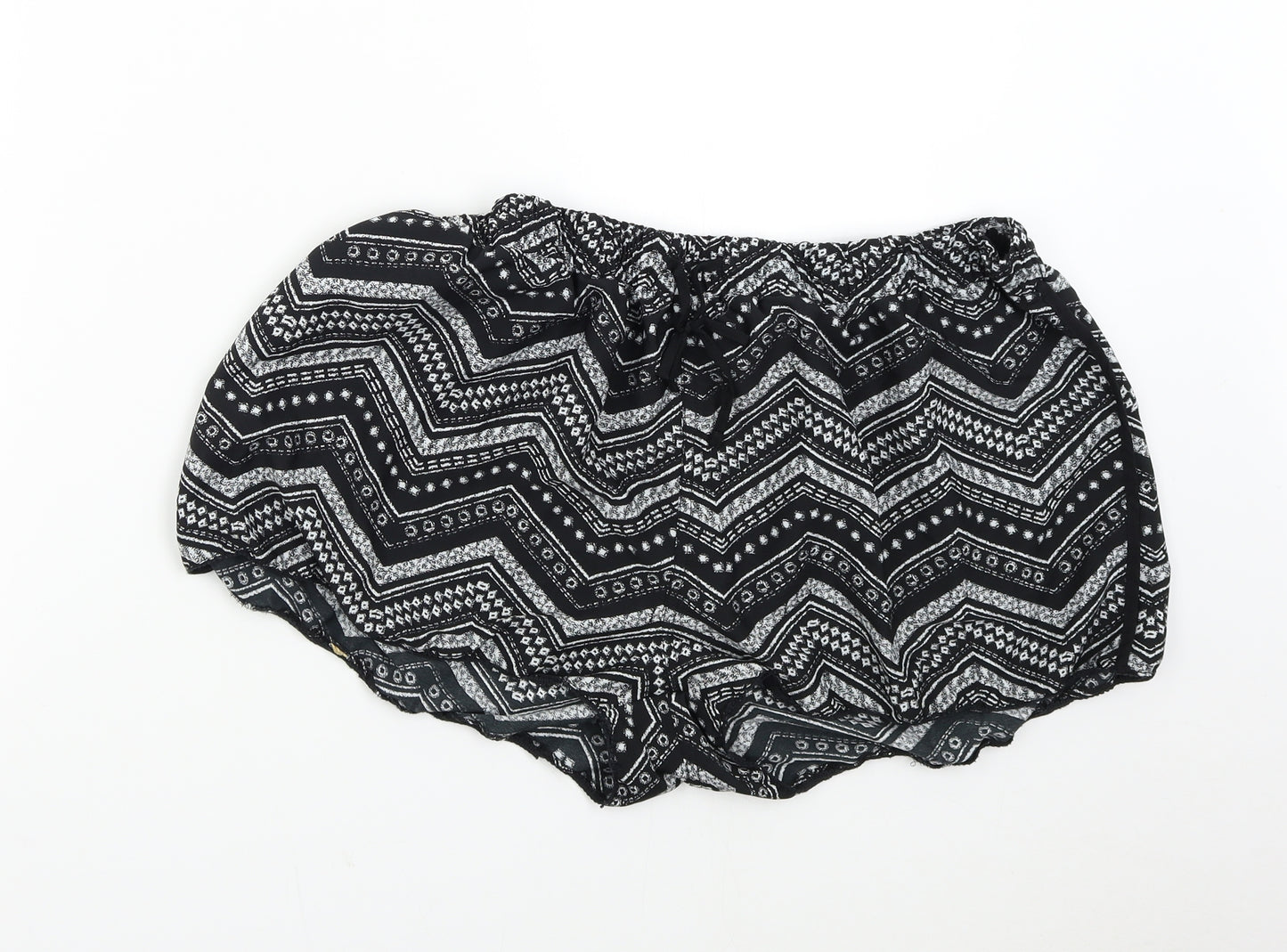 Primark Womens Black Geometric  Hot Pants Shorts Size 18