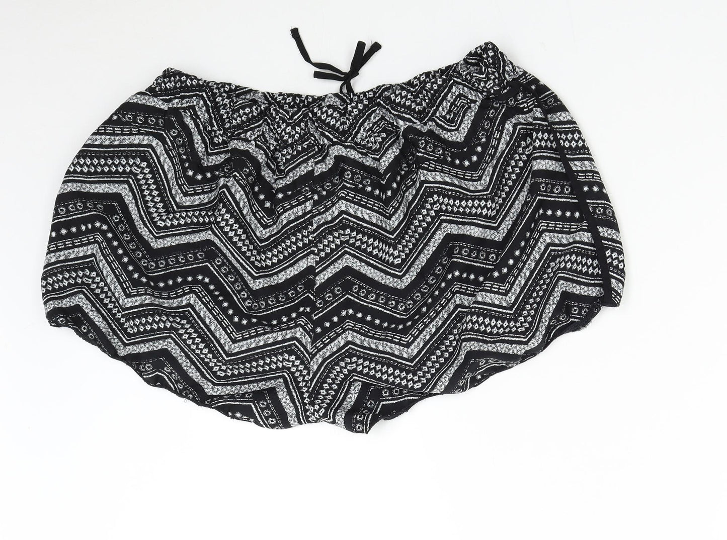Primark Womens Black Geometric  Hot Pants Shorts Size 18