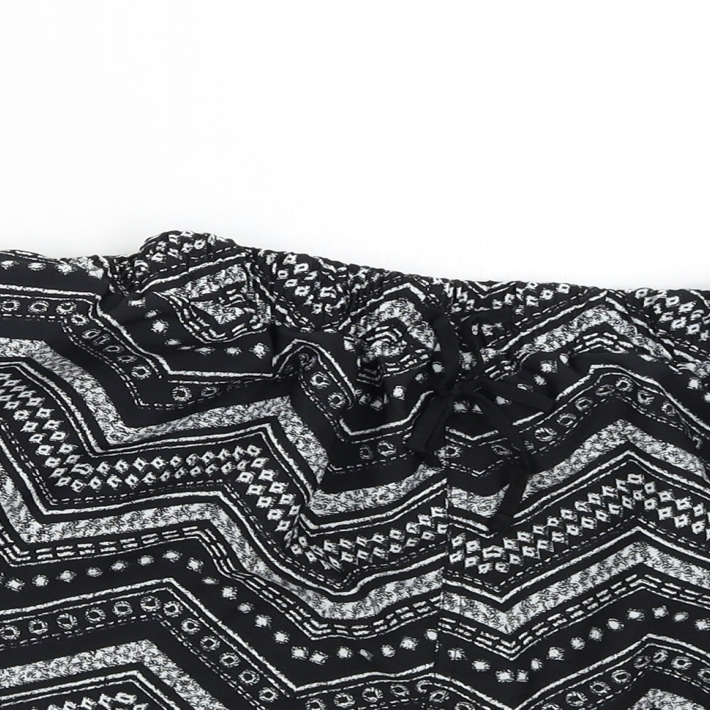 Primark Womens Black Geometric  Hot Pants Shorts Size 18