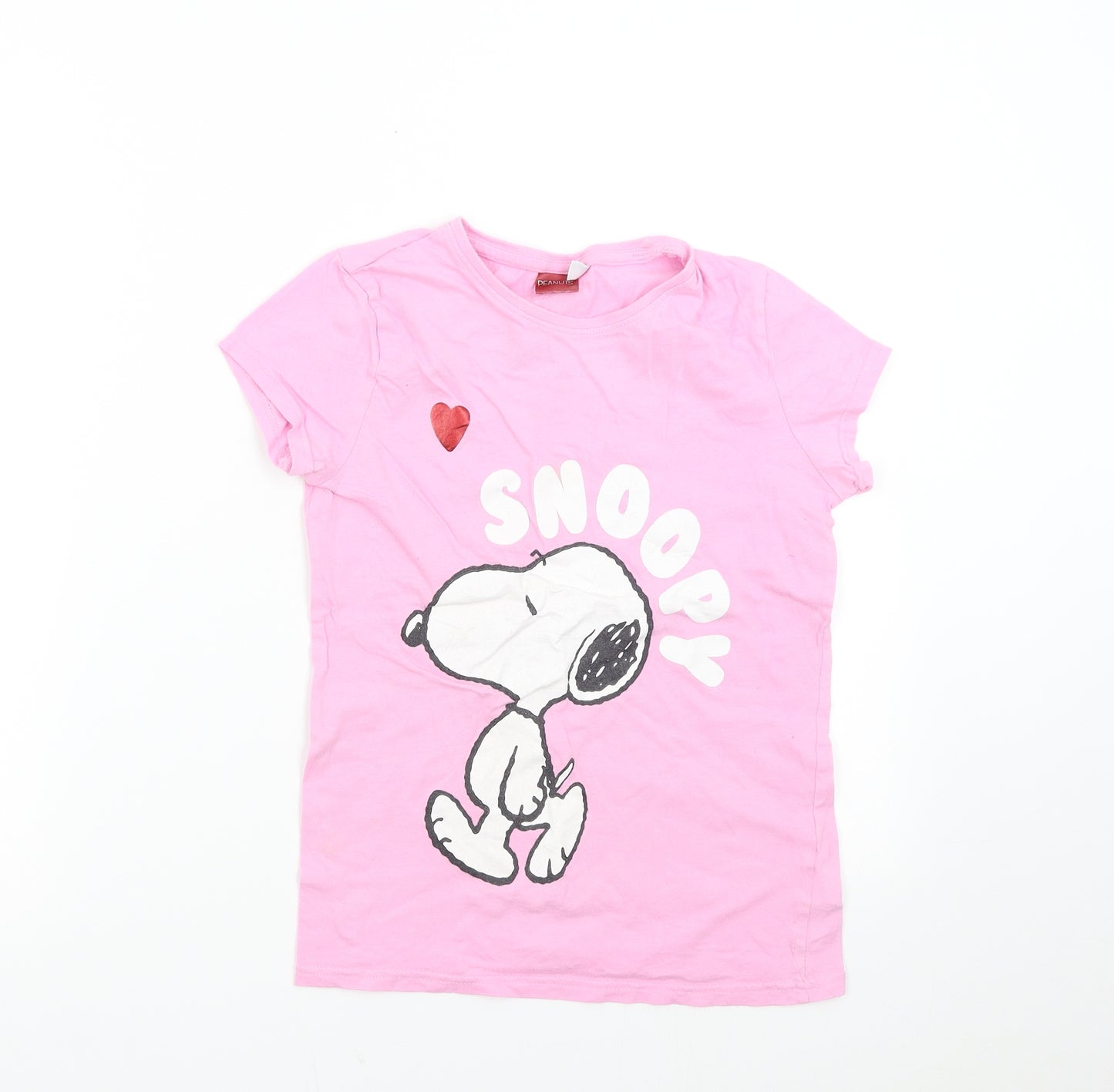 Peanuts Girls Pink   Basic T-Shirt Size 10-11 Years  - Snoopy
