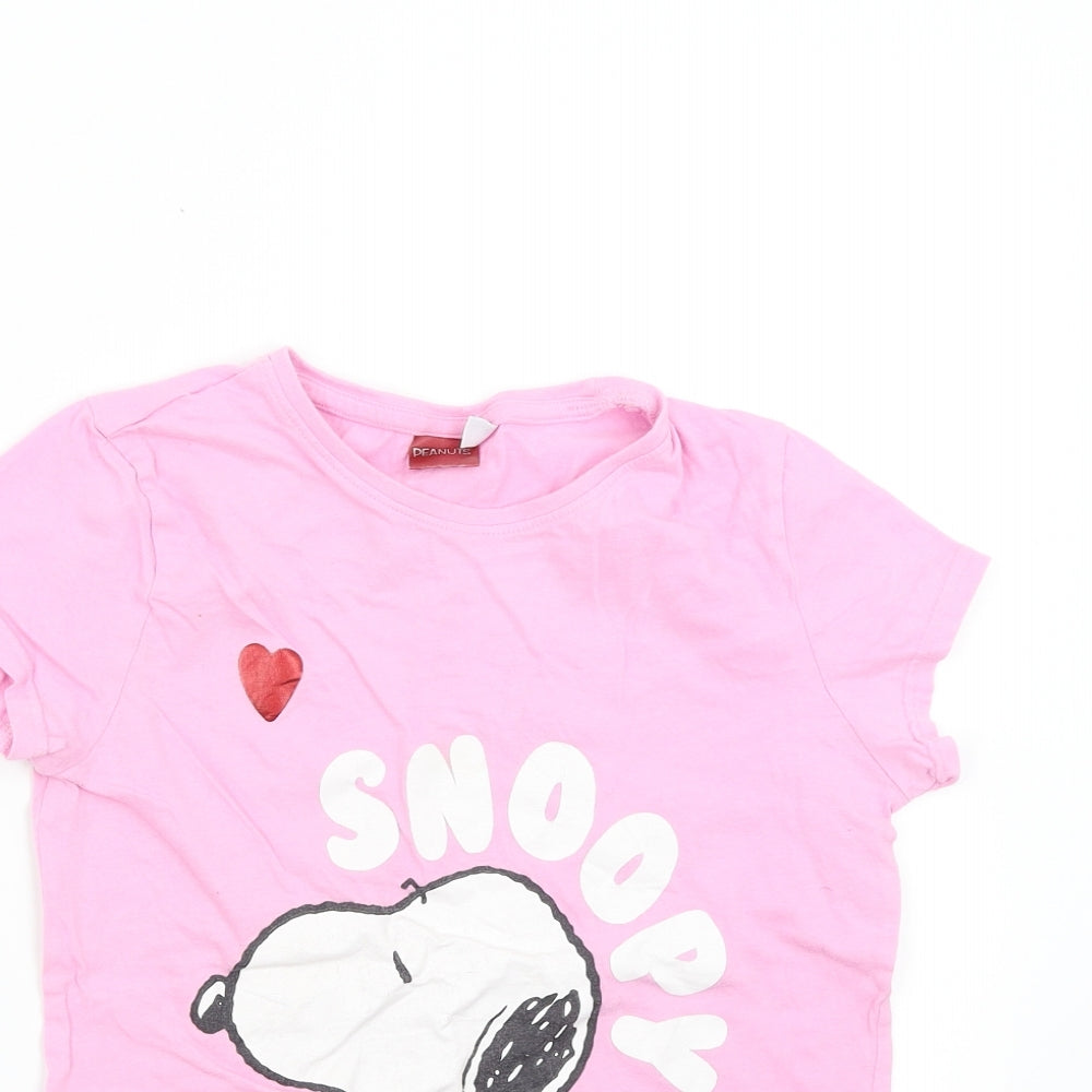 Peanuts Girls Pink   Basic T-Shirt Size 10-11 Years  - Snoopy