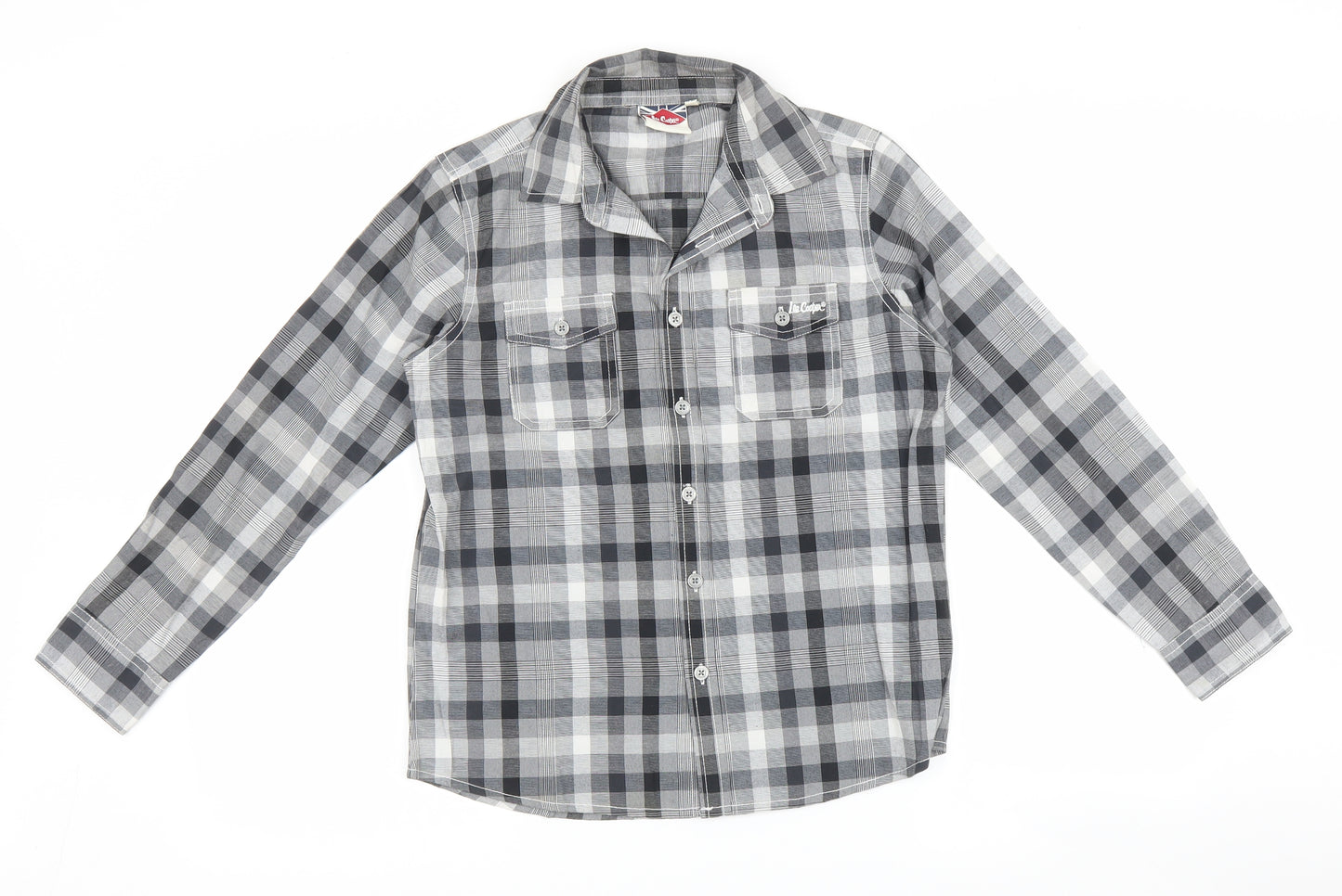 Lee Cooper Boys Grey Check  Basic Button-Up Size 11-12 Years