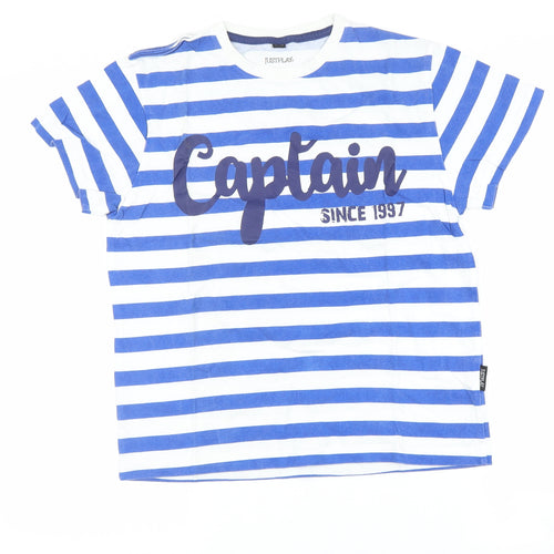 Just Play Boys Blue Striped  Basic T-Shirt Size 12-13 Years