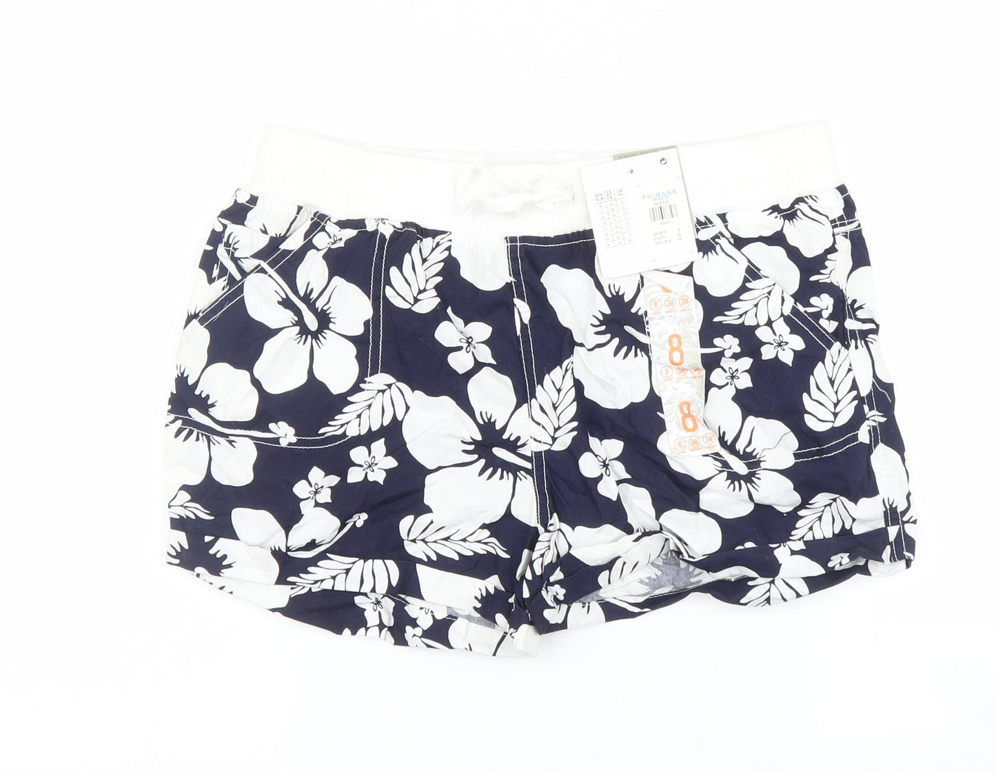 Primark Womens Blue Floral  Chino Shorts Size 8
