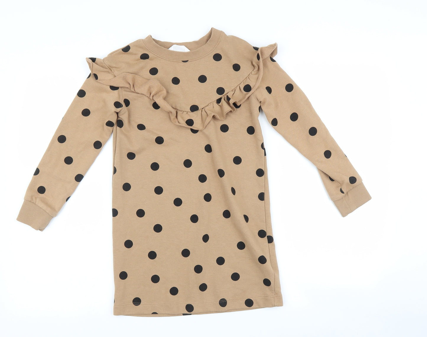 H&M Girls Brown Polka Dot  Jumper Dress  Size 7-8 Years