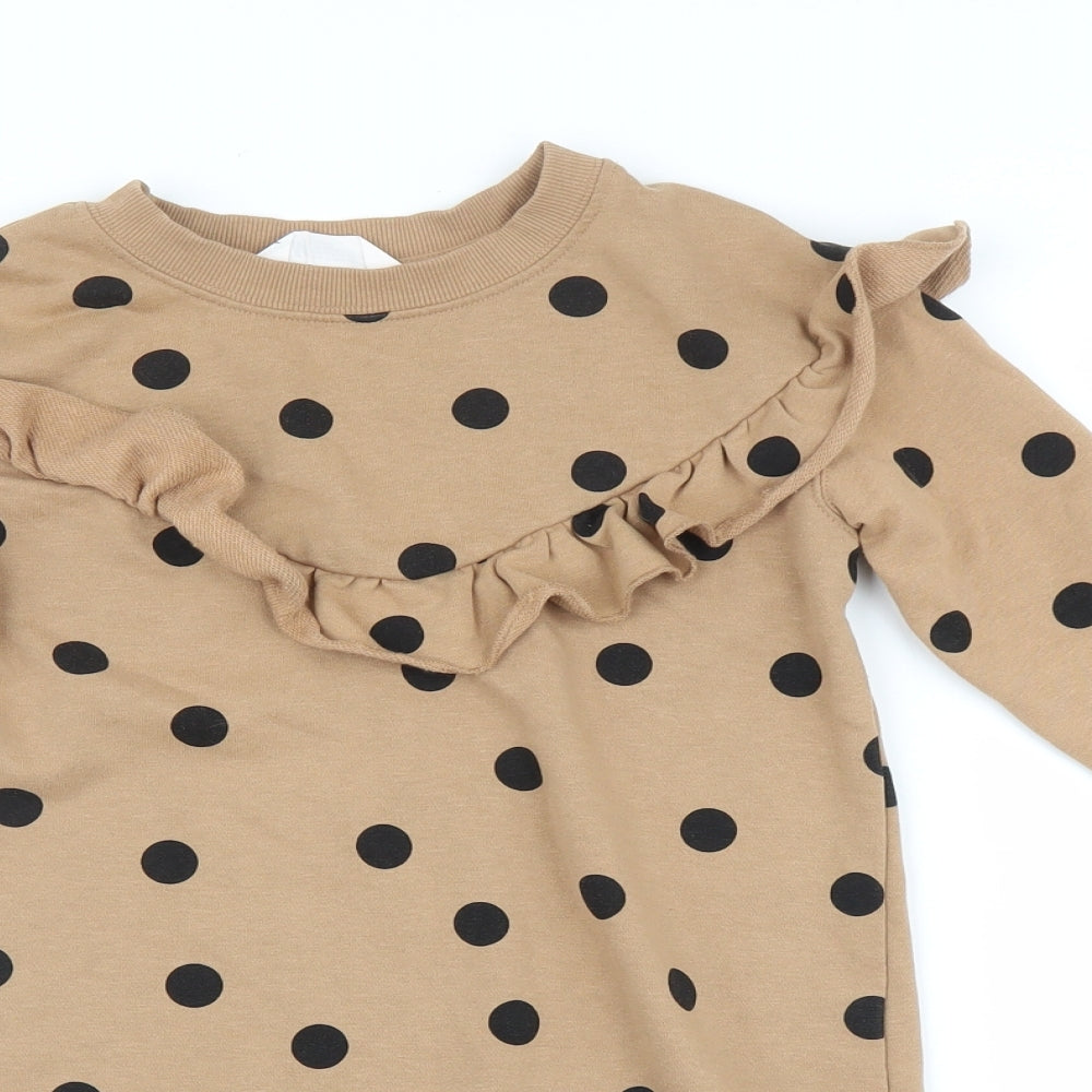 H&M Girls Brown Polka Dot  Jumper Dress  Size 7-8 Years