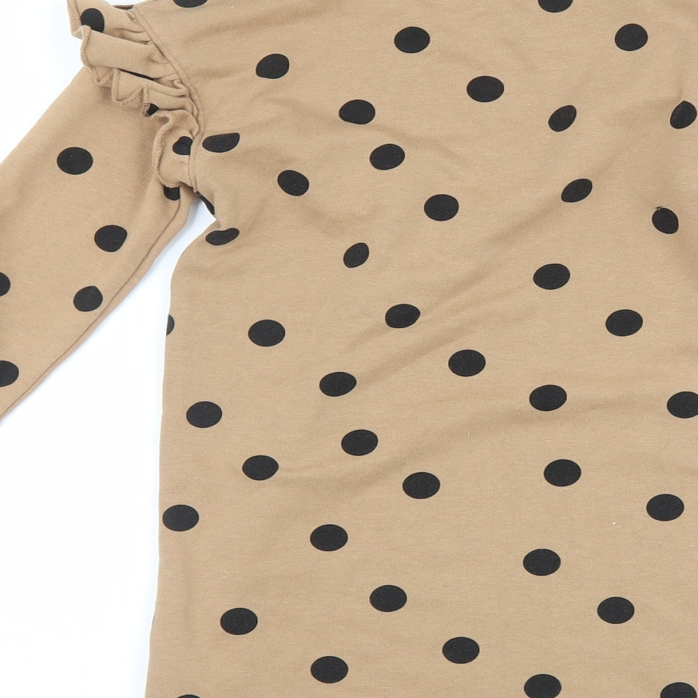 H&M Girls Brown Polka Dot  Jumper Dress  Size 7-8 Years