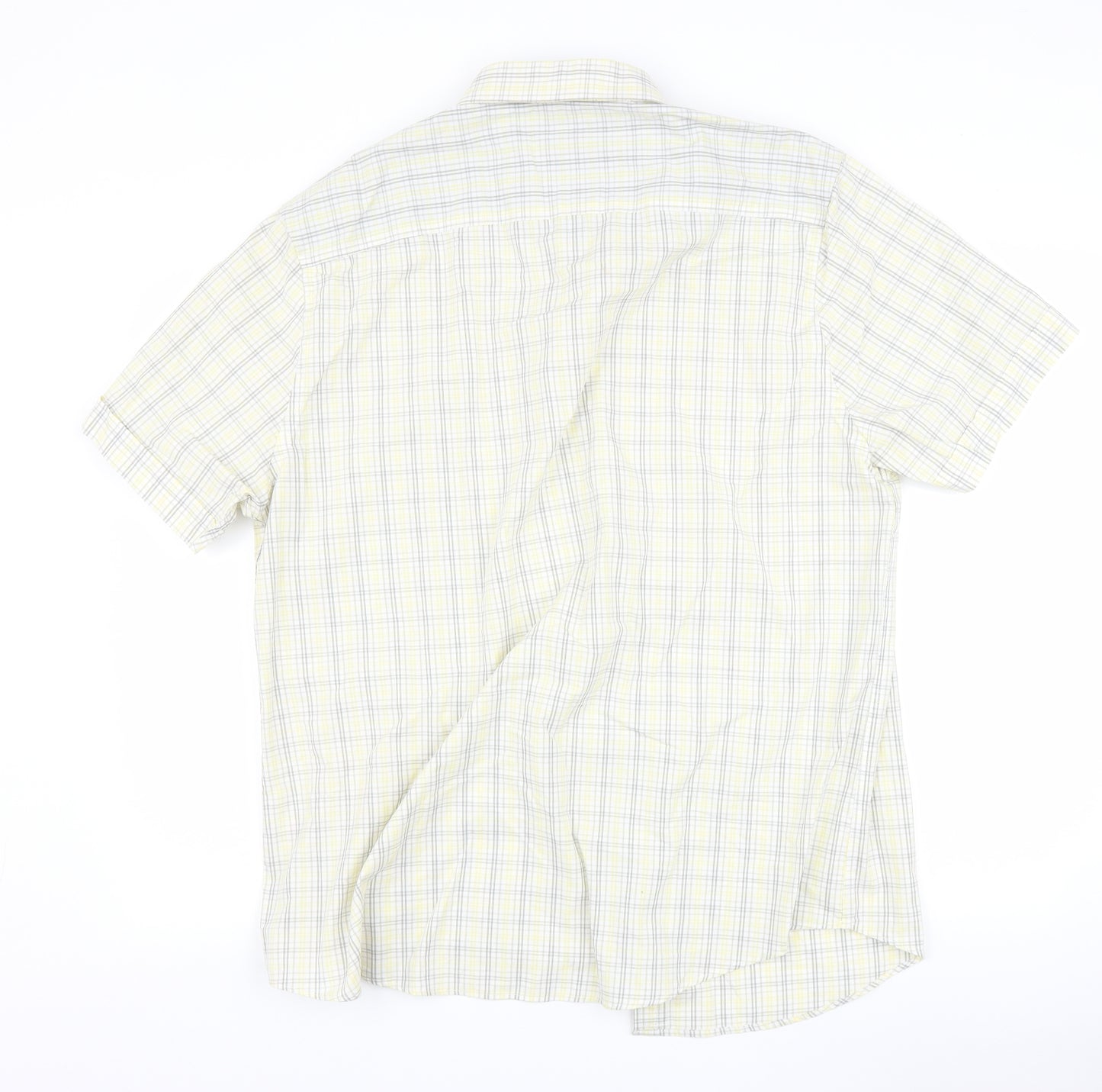 BHS Mens Yellow Check   Button-Up Size 2XL