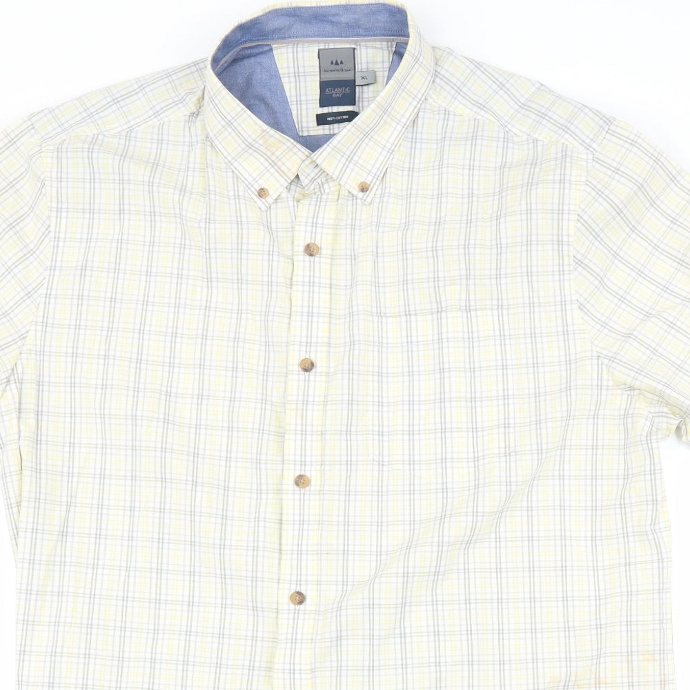 BHS Mens Yellow Check   Button-Up Size 2XL