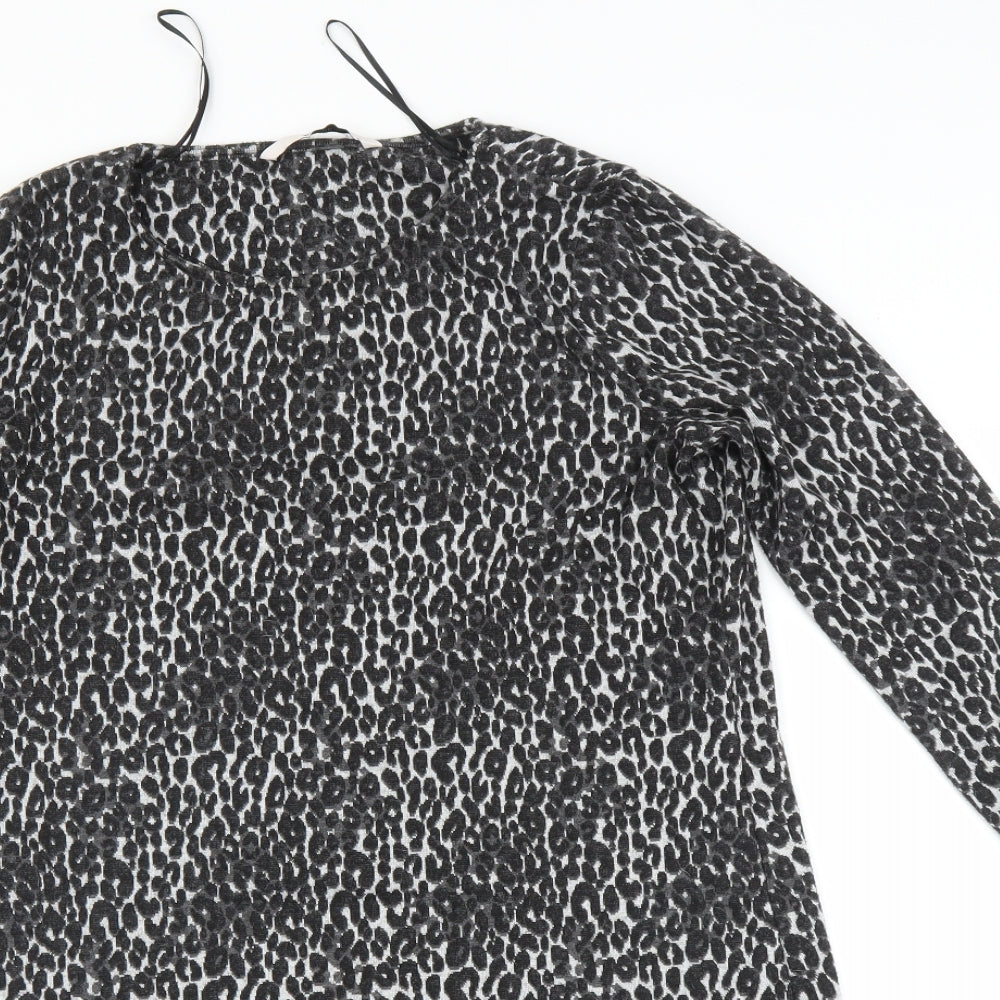 TU Womens Black Animal Print  Jumper Dress  Size 12
