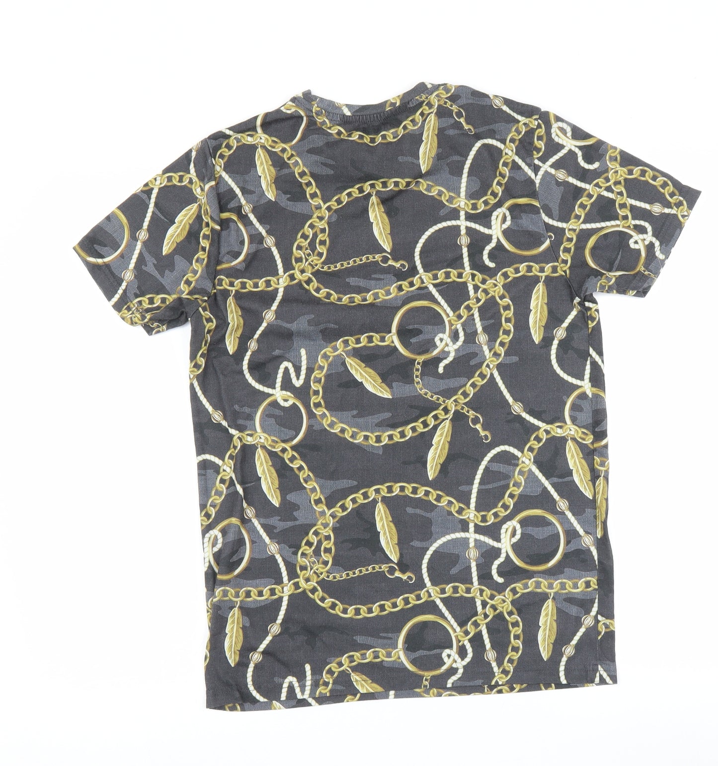 Primark Mens Black Floral   T-Shirt Size S