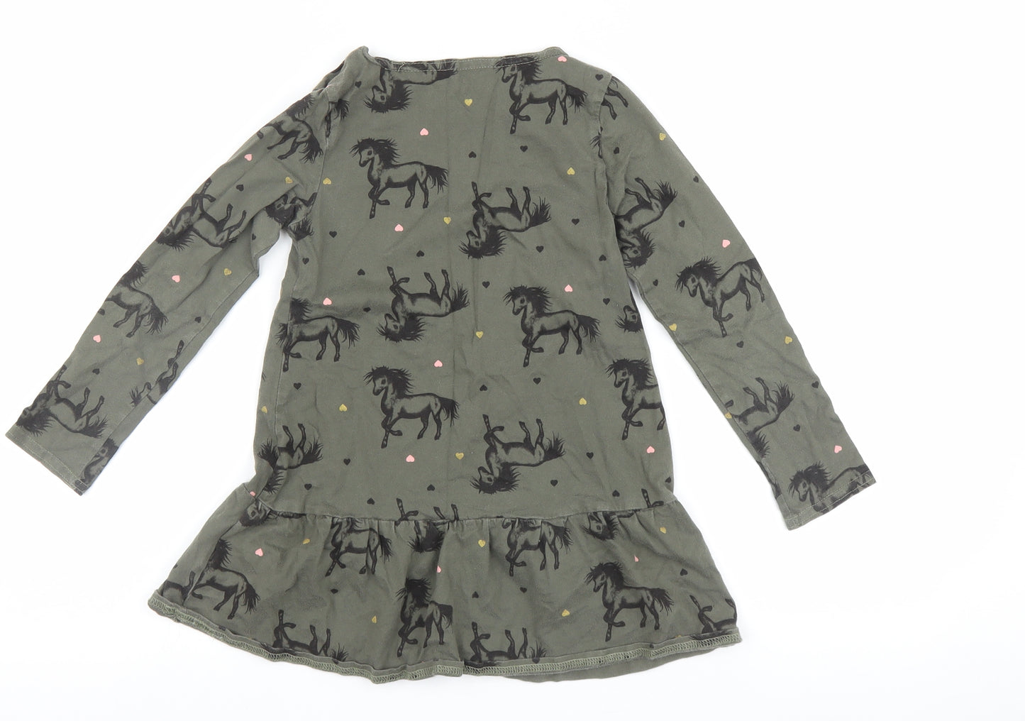 H&M Girls Green   T-Shirt Dress  Size 5-6 Years