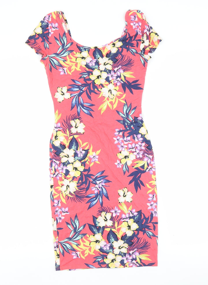New Look Womens Pink Fair Isle Bodycon Size 10