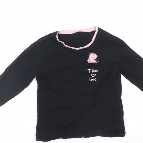 George Girls Black Solid  Top Pyjama Top Size 6-7 Years
