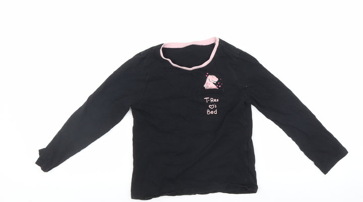 George Girls Black Solid Top Pyjama Top Size 6-7 Years
