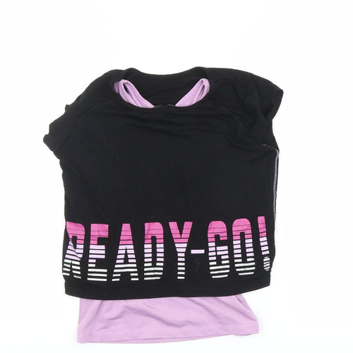 George Girls Black   Basic T-Shirt Size 5-6 Years